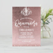Elegant Quinceanera Modern Roos Gold 15e verjaarda Kaart (Staand voorkant)