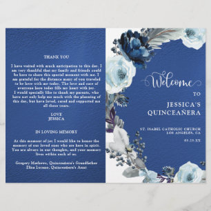 Elegant Quinceañera Navy and Royal Blue Programme
