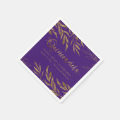 Elegant Quinceanera Paarse en gouden blad Servet (Hoek)