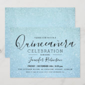 Elegant Quinceanera Party Blue Glitter look Paint Kaart (Voorkant / Achterkant)