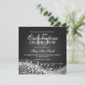 Elegant Quinceanera Party Sparging Wave 2 Black Kaart (Staand voorkant)