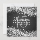 Elegant Quinceanera Party Sparging Wave 2 Black Kaart (Achterkant)