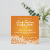Elegant Quinceanera Party Sparging Wave 2 Oranje Kaart (Staand voorkant)