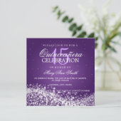 Elegant Quinceanera Party Sparging Wave 2 Paars Kaart (Staand voorkant)