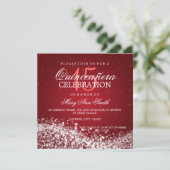 Elegant Quinceanera Party Sparging Wave 2 Red Kaart (Staand voorkant)