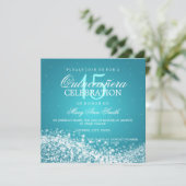 Elegant Quinceanera Party Sparging Wave 2 Turquoi Kaart (Staand voorkant)