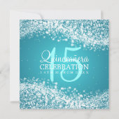 Elegant Quinceanera Party Sparging Wave 2 Turquoi Kaart (Achterkant)