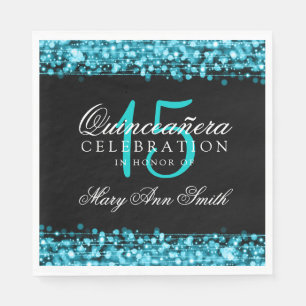 Elegant Quinceanera Party Sparkles Turquoise Servetten