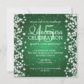 Elegant Quinceañera Party Winter Sparkle 2 Green Kaart (Voorkant)