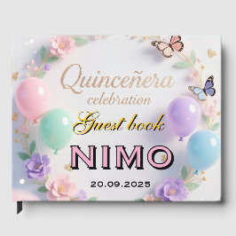 Elegant Quinceañera personalized name and date Gastenboek