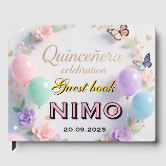 Elegant Quinceañera personalized name and date Gastenboek