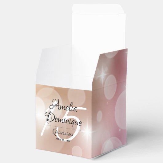 Elegant Quinceañera Pink Blush Bokeh Bedankdoosjes (Geopend)