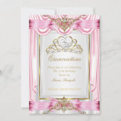 Elegant Quinceanera Pink Gold Silver White Kaart (Voorkant)