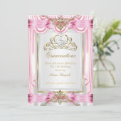 Elegant Quinceanera Pink Gold Silver White Kaart (Staand voorkant)