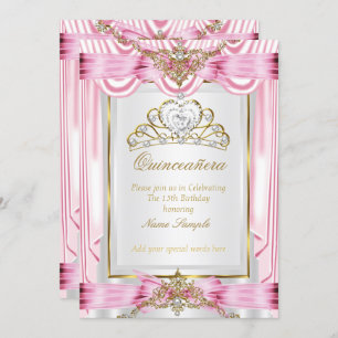Elegant Quinceanera Pink Gold Silver White Kaart