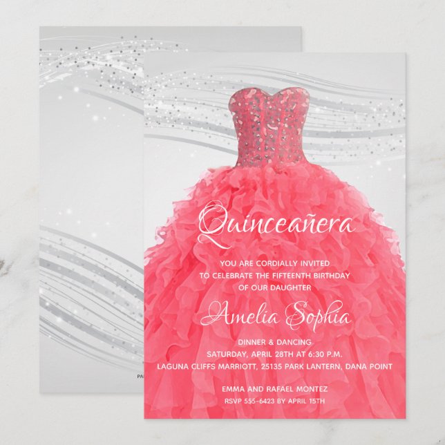 Elegant Quinceañera Pink Gown (Voorkant / Achterkant)