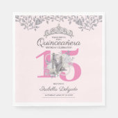 Elegant Quinceanera Princess Pink 15e verjaardag i Servet (Voorkant)