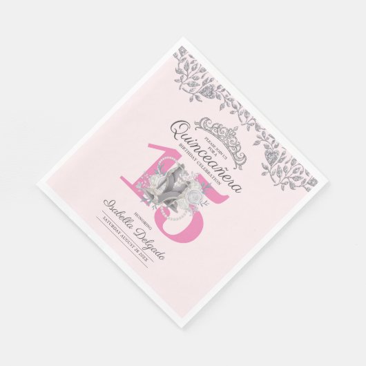 Elegant Quinceanera Princess Pink 15e verjaardag i Servet (Hoek)