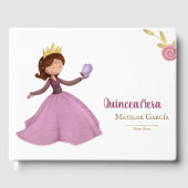 Elegant quinceañera prinses met vlinder gastenboek (Voorkant)