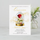 Elegant Quinceañera Red Rose in het Spaans Folie Uitnodiging (Staand Voorkant)