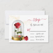 Elegant Quinceañera Red Rose responskaarten RSVP (Voorkant)