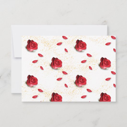 Elegant Quinceañera Red Rose responskaarten RSVP (Achterkant)