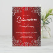 Elegant Quinceañera Ruby Red 15th Birthday Kaart (Staand voorkant)