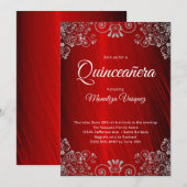 Elegant Quinceañera Ruby Red 15th Birthday Kaart (Voorkant / Achterkant)