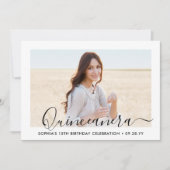 Elegant Quinceañera Script 2 Foto 15e verjaardag Kaart (Voorkant)