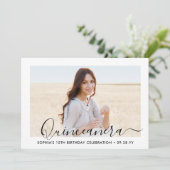 Elegant Quinceañera Script 2 Foto 15e verjaardag Kaart (Staand voorkant)