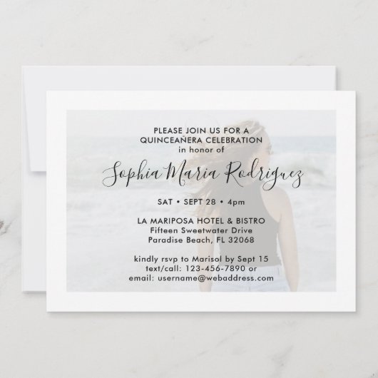 Elegant Quinceañera Script 2 Foto 15e verjaardag Kaart (Achterkant)