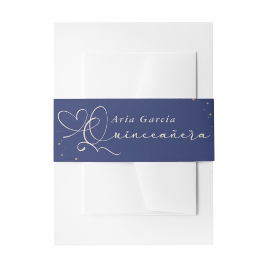Elegant Quinceanera Script Royal Blue Uitnodigingen Wikkel (Voorkant Voorbeeld)