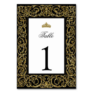 Elegant Quinceanera Tafelnummer Gouden Bloemwerk