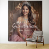 Elegant Quinceañera Tapestry Photo Backdrop Wandkleed (In situ)