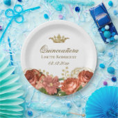 Elegant Quinceanera Tiara Floral Papieren Bordje (Feest)