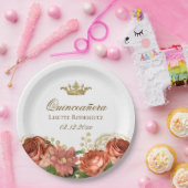 Elegant Quinceanera Tiara Floral Papieren Bordje (Feest)