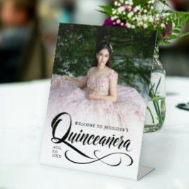 Elegant Quinceanera Welkom Bord Foto Calligrafie Reclamebord Met Voetstuk