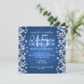 Elegant Quinceañera Winter Sparkle 2 Blue Kaart (Staand voorkant)