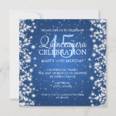 Elegant Quinceañera Winter Sparkle 2 Blue Kaart (Voorkant)