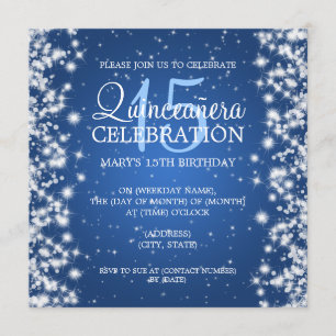 Elegant Quinceañera Winter Sparkle 2 Blue Kaart