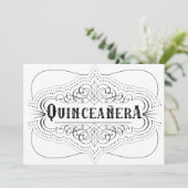 Elegant Quinceañera Zuid-Western Zwart-wit Kaart (Staand voorkant)