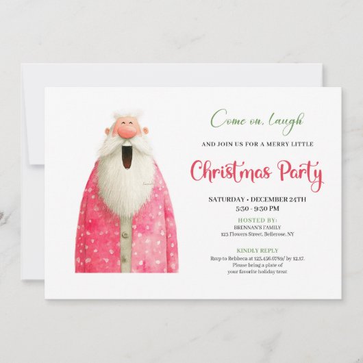 Elegant Quirky Santa Minimalist Holiday Invitation Kaart (Voorkant)