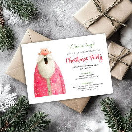 Elegant Quirky Santa Minimalist Holiday Invitation Kaart