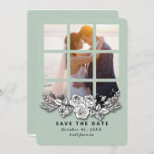Elegant raam met Afbeelding bruiloft Bewaar de dat Kaart (Voorkant / Achterkant)