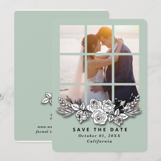 Elegant raam met Afbeelding bruiloft Bewaar de dat Kaart (Voorkant / Achterkant)