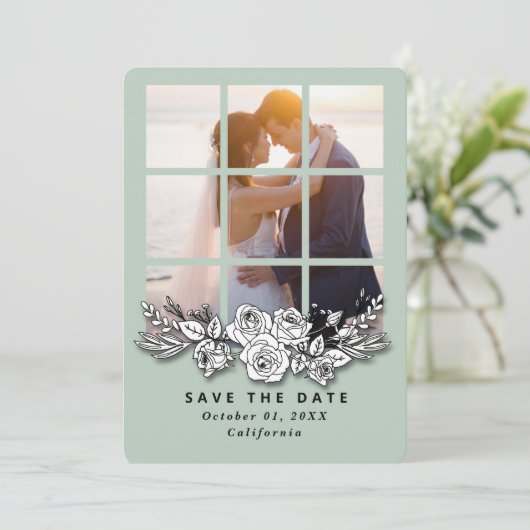 Elegant raam met Afbeelding bruiloft Bewaar de dat Kaart (Staand voorkant)