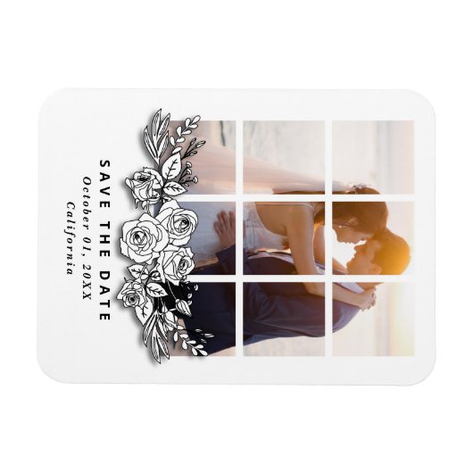 Elegant raam met Afbeelding bruiloft Bewaar de dat Magneet (Horizontaal)