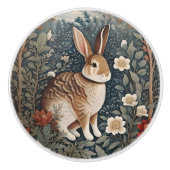 Elegant Rabbit Framed By Flowers and Leaves Keramische Knop (Voorkant)