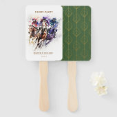 Elegant Race Paard Derby Party Ruitersport Handwaaier (Voorkant en achterkant)