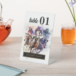 Elegant Race Paard Derby Party Ruitersport Reclamebord Met Voetstuk